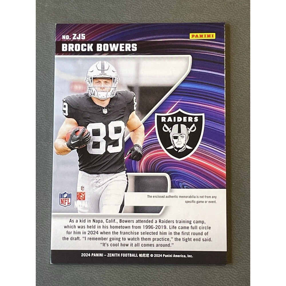 2024 Zenith Brock Bowers RC Patch Z-Jersey #ZJ5 Turning Pro Memorabilia #TPM-BBS - Picture 5 of 5
